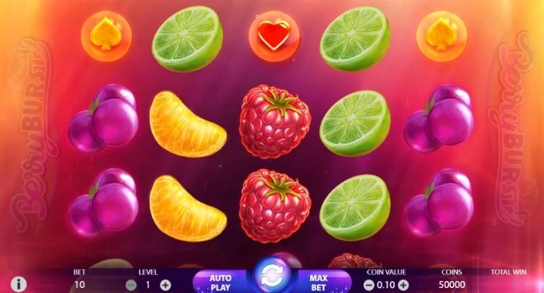 Berryburst NetEnt Gameplay: High-fidelity 3D rendering of raspberries and blueberries in a cluster pays engine
